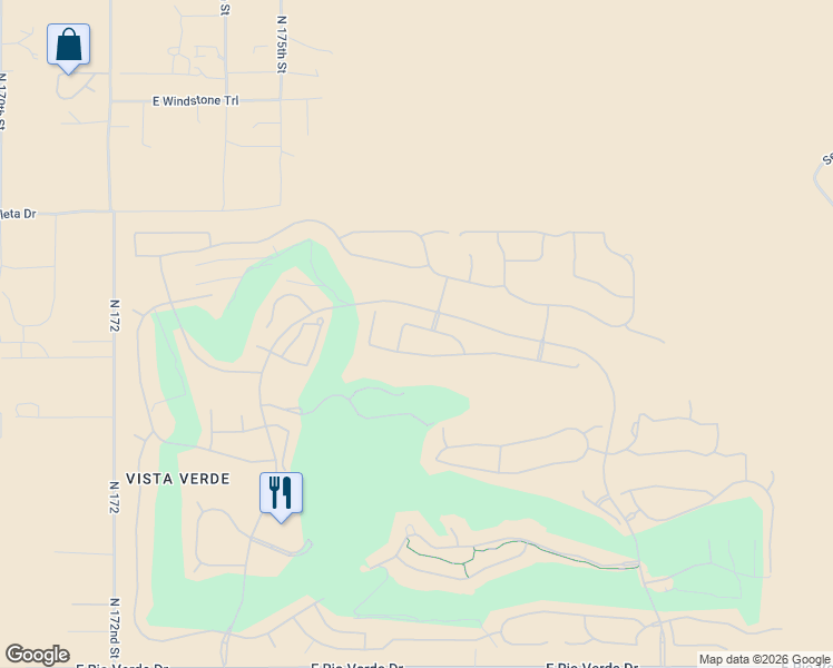 map of restaurants, bars, coffee shops, grocery stores, and more near 17716 East Cindercone Road in Scottsdale