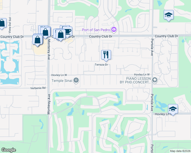 map of restaurants, bars, coffee shops, grocery stores, and more near 40741 Avenue Solana in Palm Desert