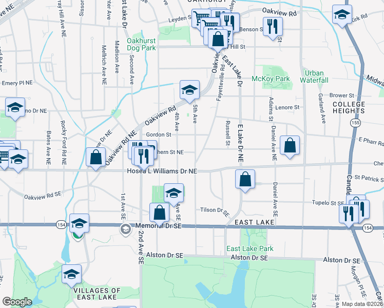 map of restaurants, bars, coffee shops, grocery stores, and more near 32 5th Avenue Northeast in Atlanta
