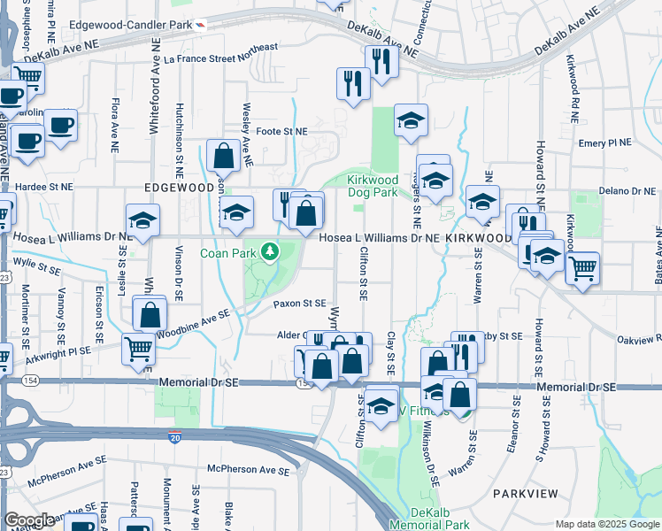 map of restaurants, bars, coffee shops, grocery stores, and more near 39 Wyman Street Southeast in Atlanta