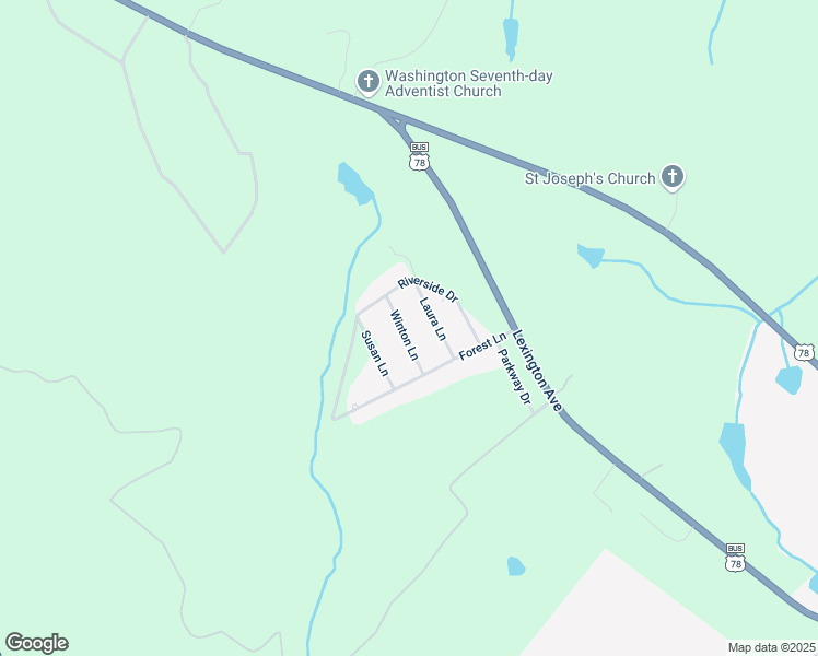 map of restaurants, bars, coffee shops, grocery stores, and more near 116 Laura Lane in Washington