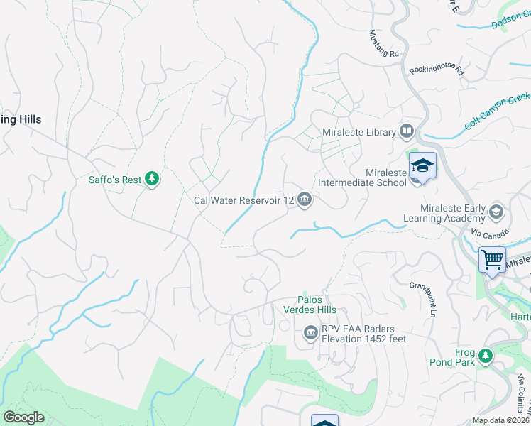 map of restaurants, bars, coffee shops, grocery stores, and more near 67 Eastfield Drive in Rolling Hills