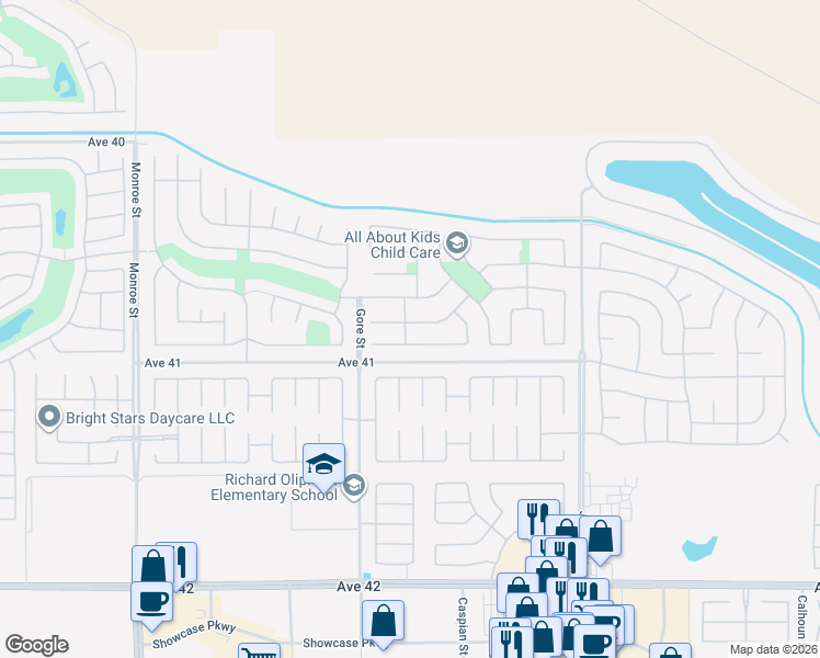 map of restaurants, bars, coffee shops, grocery stores, and more near 82607 Castleton Drive in Indio