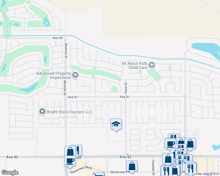 map of restaurants, bars, coffee shops, grocery stores, and more near 40760 Adriatico Court in Indio