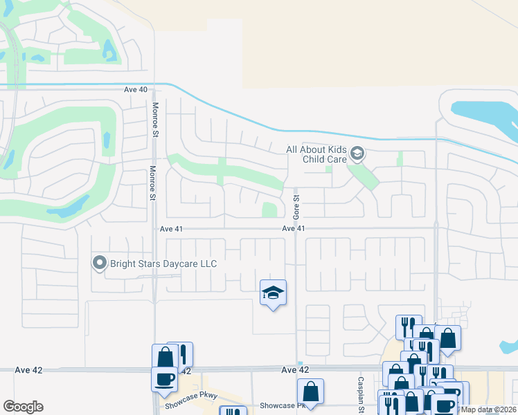 map of restaurants, bars, coffee shops, grocery stores, and more near 40834 Adriatico Court in Indio