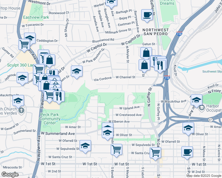 map of restaurants, bars, coffee shops, grocery stores, and more near 1012 Miraflores Avenue in Los Angeles