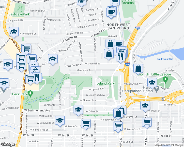 map of restaurants, bars, coffee shops, grocery stores, and more near 952 Evening Shade Drive in Los Angeles