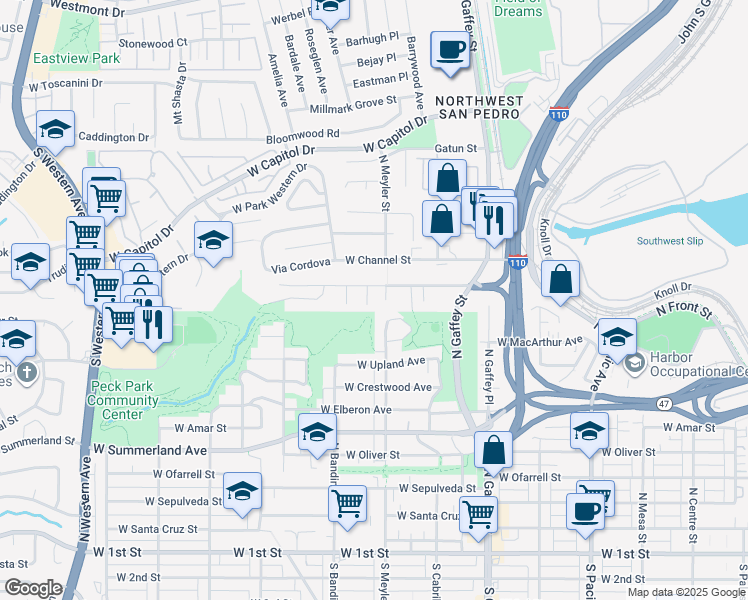 map of restaurants, bars, coffee shops, grocery stores, and more near 952 Evening Shade Drive in Los Angeles
