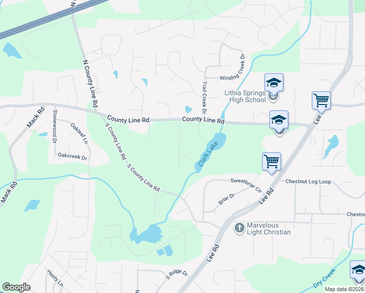 map of restaurants, bars, coffee shops, grocery stores, and more near 1908 Cedar Chase Drive in Lithia Springs