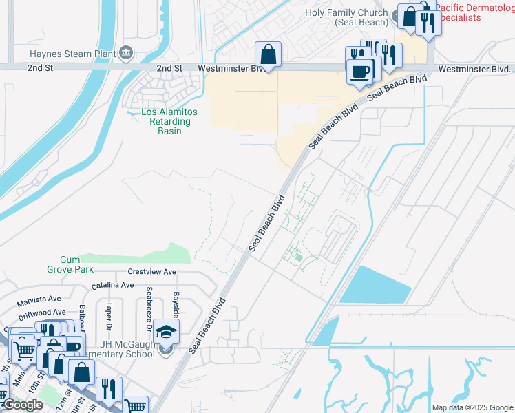 map of restaurants, bars, coffee shops, grocery stores, and more near 978 Heron Circle in Seal Beach