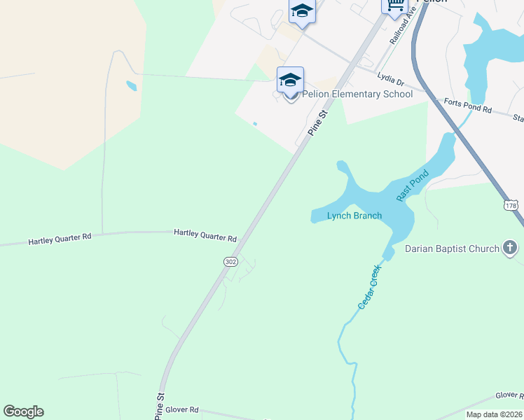 map of restaurants, bars, coffee shops, grocery stores, and more near 1202 Pine Street in Pelion