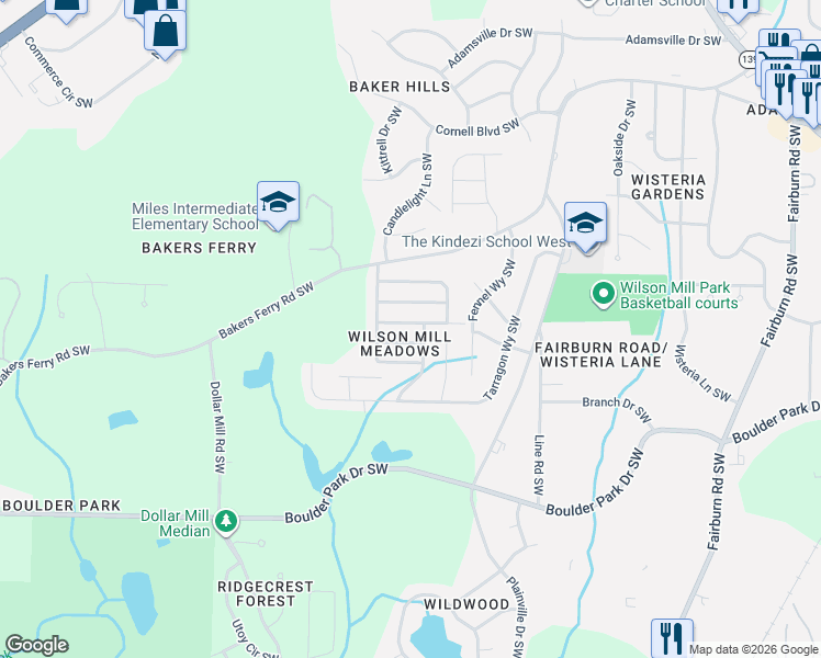 map of restaurants, bars, coffee shops, grocery stores, and more near 4062 Doster Street Southwest in Atlanta