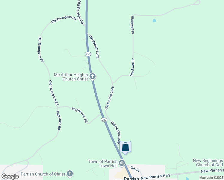 map of restaurants, bars, coffee shops, grocery stores, and more near Old Parrish Loop in Walker County