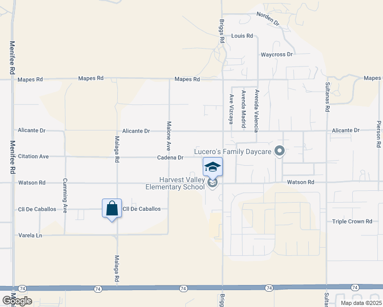 map of restaurants, bars, coffee shops, grocery stores, and more near 29790 Cadena Drive in Menifee