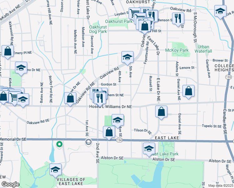 map of restaurants, bars, coffee shops, grocery stores, and more near 918 3rd Avenue in Decatur