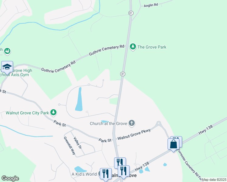 map of restaurants, bars, coffee shops, grocery stores, and more near 2660 Leone Avenue in Loganville
