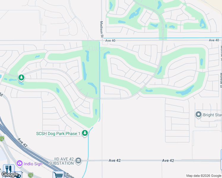 map of restaurants, bars, coffee shops, grocery stores, and more near 81101 Avenida Lorena in Indio