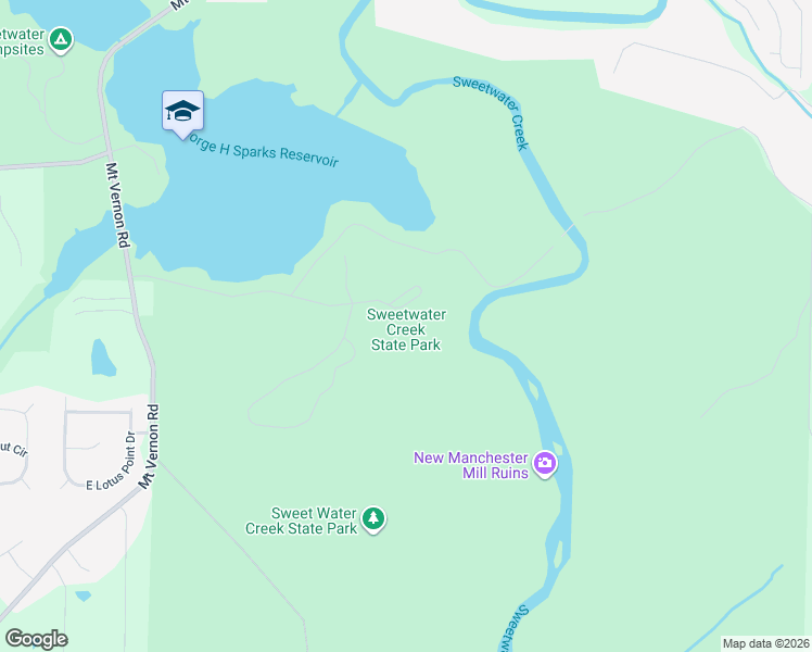 map of restaurants, bars, coffee shops, grocery stores, and more near 1750 Mount Vernon Road in Lithia Springs