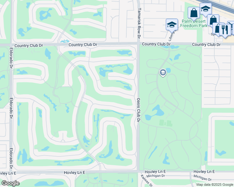 map of restaurants, bars, coffee shops, grocery stores, and more near 490 Desert Holly Drive in Palm Desert