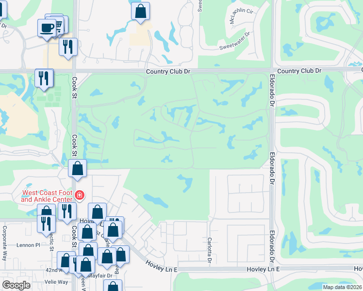 map of restaurants, bars, coffee shops, grocery stores, and more near 278 Green Mountain Drive in Palm Desert
