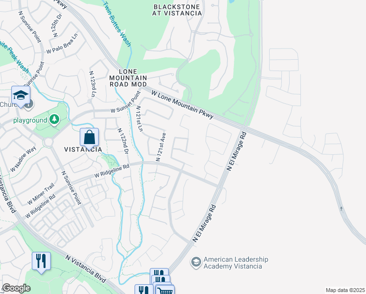 map of restaurants, bars, coffee shops, grocery stores, and more near 12014 West Duane Lane in Peoria