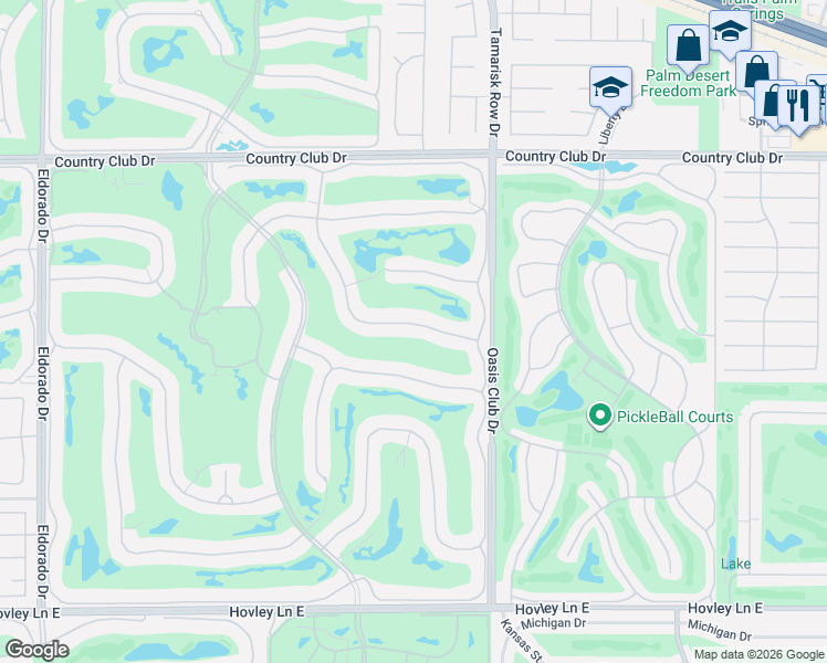 map of restaurants, bars, coffee shops, grocery stores, and more near 455 Desert Holly Drive in Palm Desert