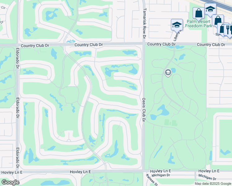 map of restaurants, bars, coffee shops, grocery stores, and more near 425 Desert Holly Drive in Palm Desert