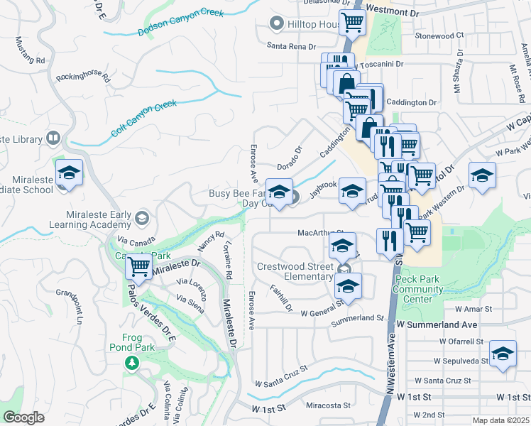 map of restaurants, bars, coffee shops, grocery stores, and more near 2069 Jaybrook Drive in Rancho Palos Verdes