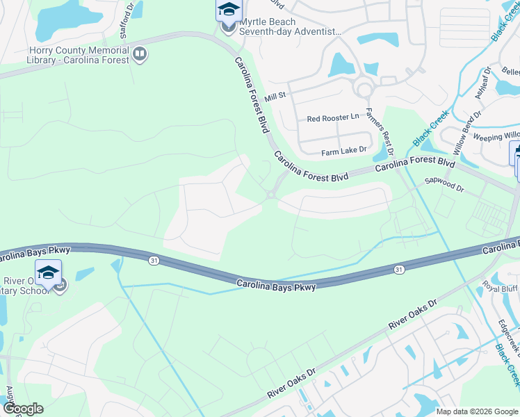 map of restaurants, bars, coffee shops, grocery stores, and more near 1033 Huger Park Avenue in Myrtle Beach