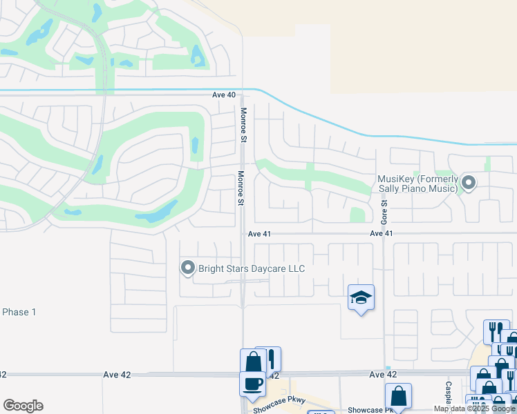 map of restaurants, bars, coffee shops, grocery stores, and more near 40804 Varese Street in Indio
