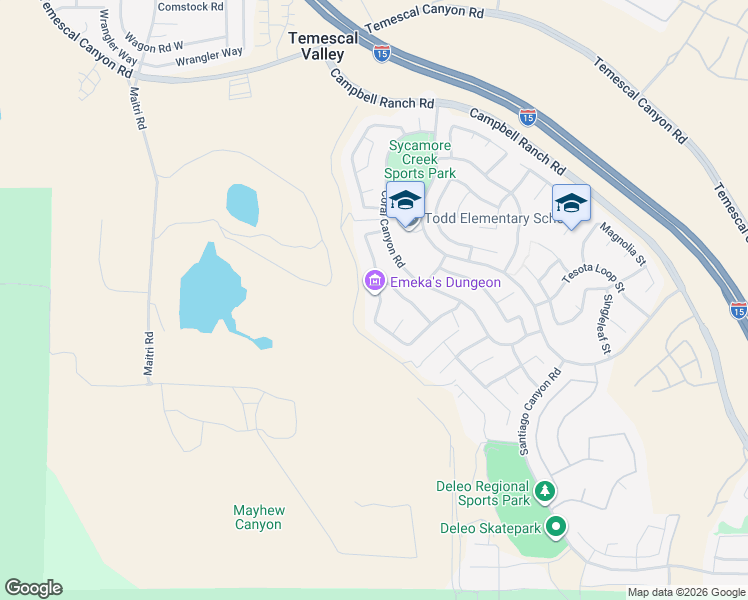 map of restaurants, bars, coffee shops, grocery stores, and more near 25217 Pacific Crest Street in Corona
