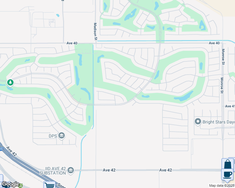 map of restaurants, bars, coffee shops, grocery stores, and more near 81206 Avenida Lorena in Indio