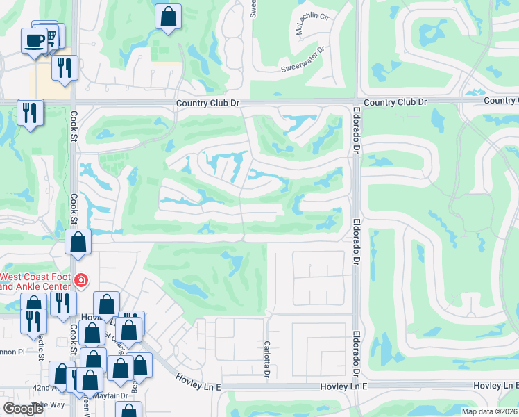 map of restaurants, bars, coffee shops, grocery stores, and more near 324 Sundance Circle in Palm Desert