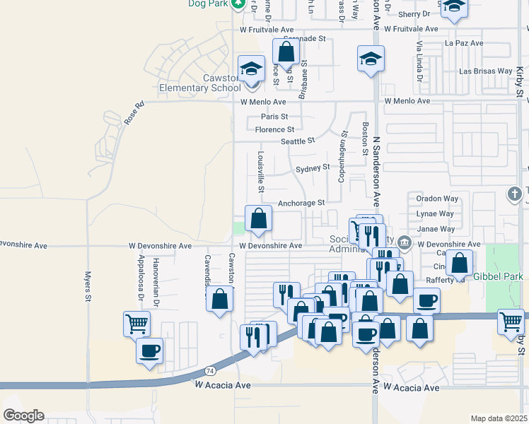 map of restaurants, bars, coffee shops, grocery stores, and more near 3916 Shellish Drive in Hemet