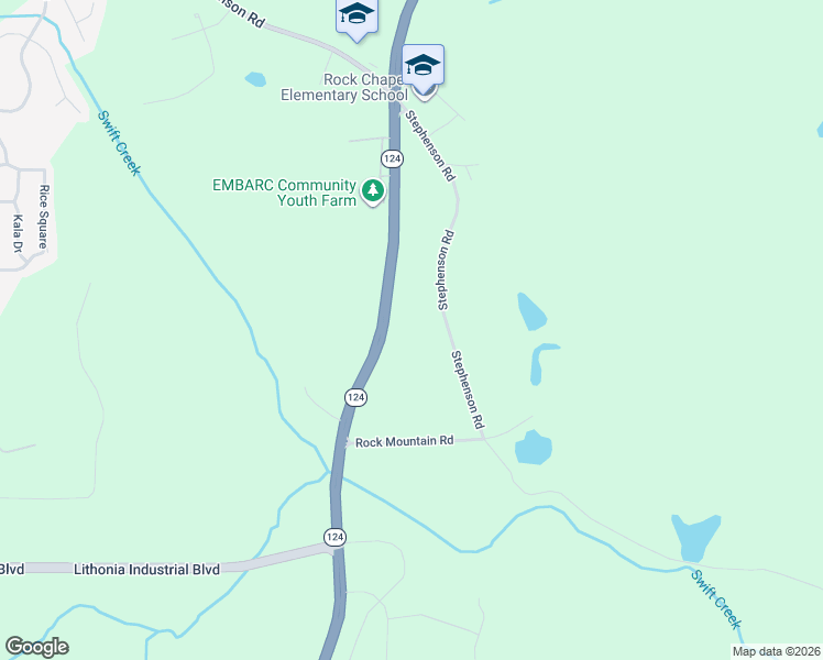 map of restaurants, bars, coffee shops, grocery stores, and more near 1332 Rock Chapel Road in Lithonia