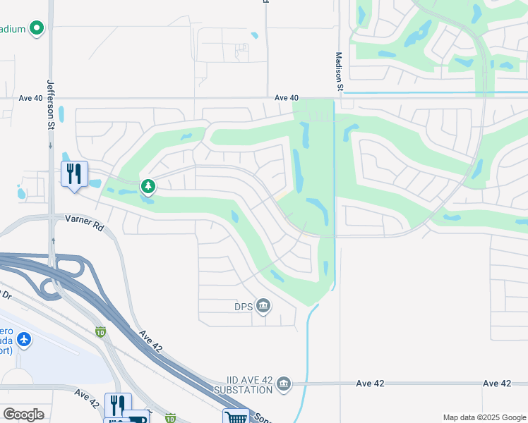 map of restaurants, bars, coffee shops, grocery stores, and more near 80741 Avenida Santa Carmen in Indio