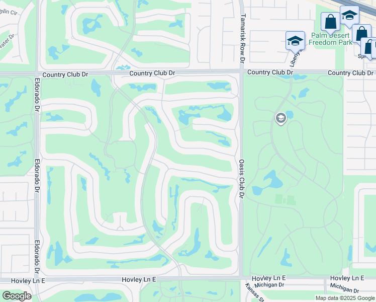 map of restaurants, bars, coffee shops, grocery stores, and more near 425 Desert Holly Drive in Palm Desert