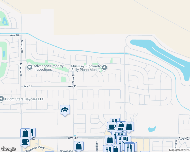 map of restaurants, bars, coffee shops, grocery stores, and more near 40797 Treasure City Lane in Indio