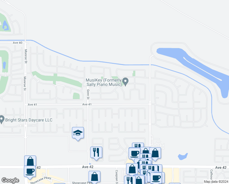 map of restaurants, bars, coffee shops, grocery stores, and more near 40797 Treasure City Lane in Indio