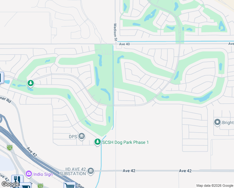 map of restaurants, bars, coffee shops, grocery stores, and more near 81025 Avenida Lorena in Indio