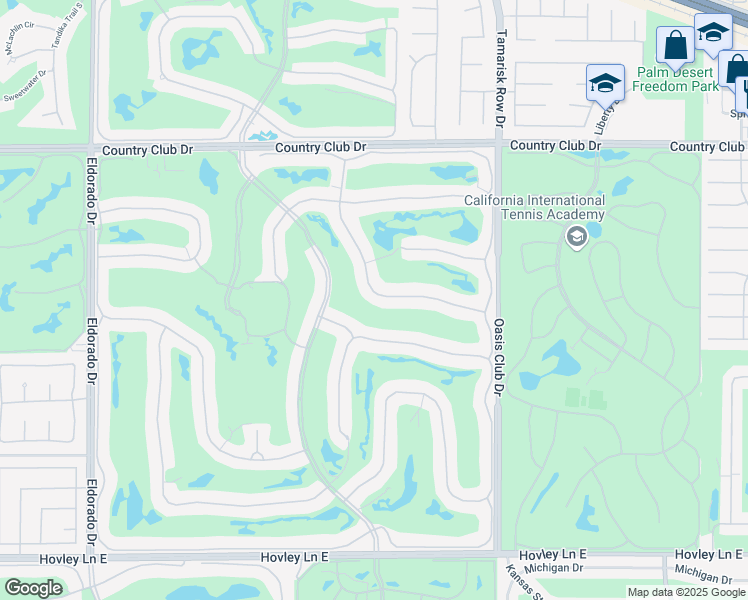 map of restaurants, bars, coffee shops, grocery stores, and more near 359 Desert Holly Drive in Palm Desert