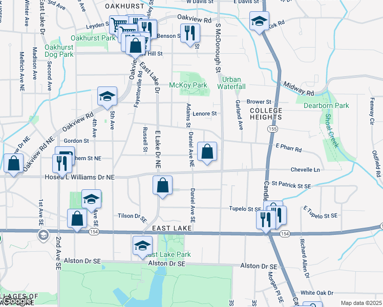 map of restaurants, bars, coffee shops, grocery stores, and more near 49 Daniel Avenue Northeast in Atlanta