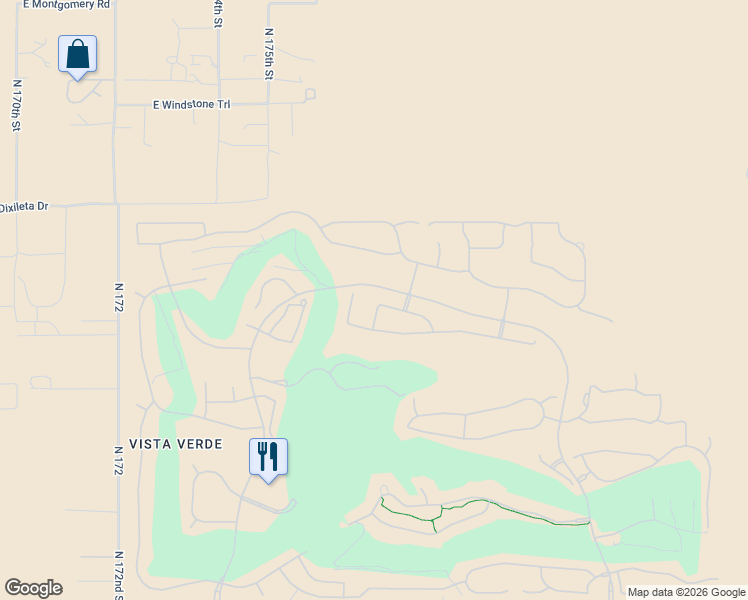 map of restaurants, bars, coffee shops, grocery stores, and more near 17718 East Bear Wallow Way in Rio Verde