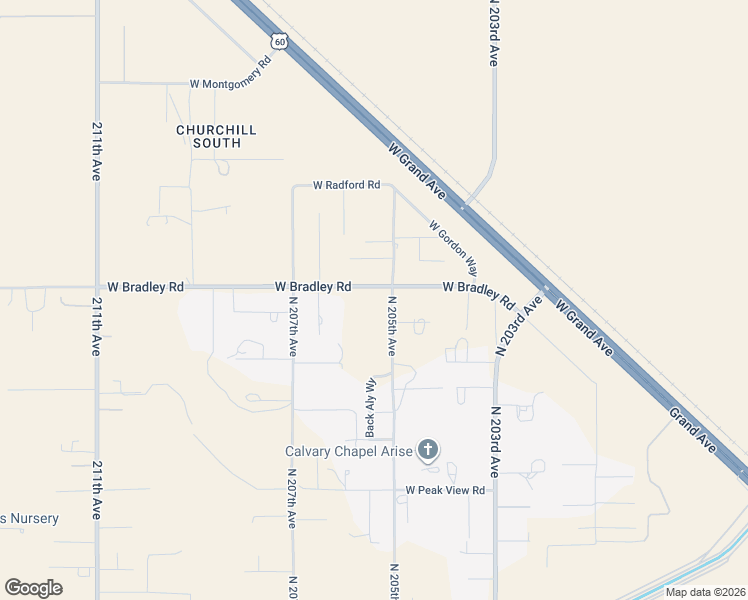 map of restaurants, bars, coffee shops, grocery stores, and more near 20507 West Baker Drive in Wittmann