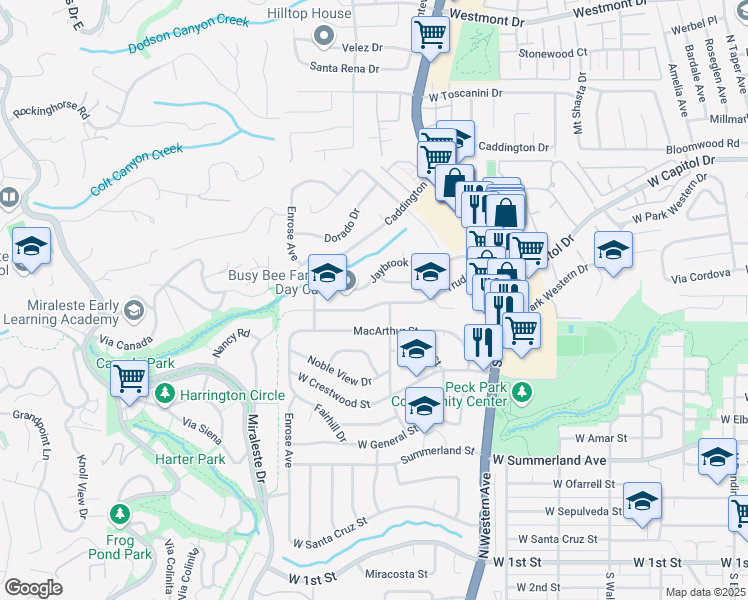 map of restaurants, bars, coffee shops, grocery stores, and more near 1977 Trudie Drive in Rancho Palos Verdes