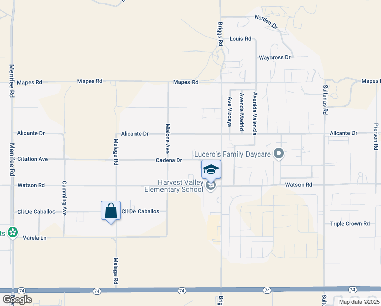 map of restaurants, bars, coffee shops, grocery stores, and more near 29790 Cadena Drive in Menifee