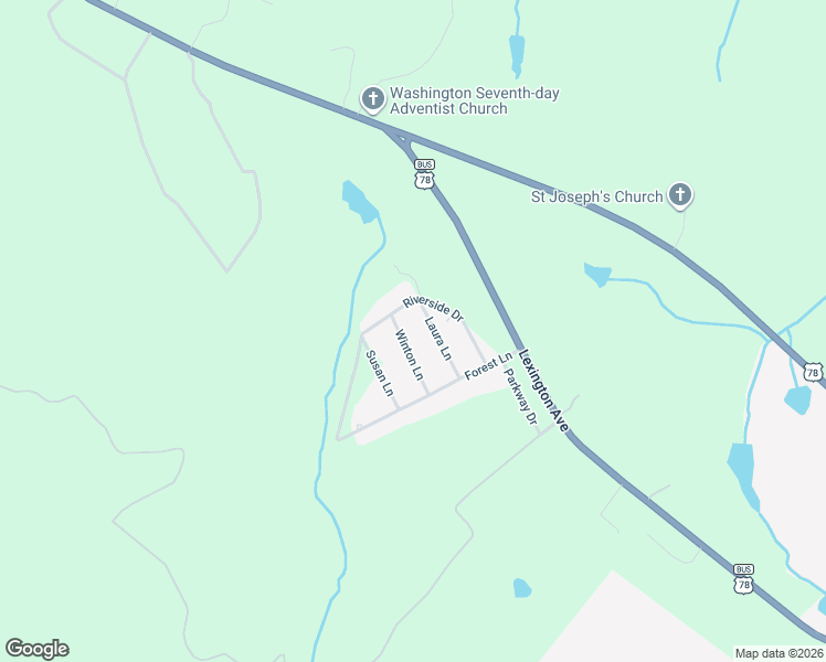 map of restaurants, bars, coffee shops, grocery stores, and more near 116 Laura Lane in Washington