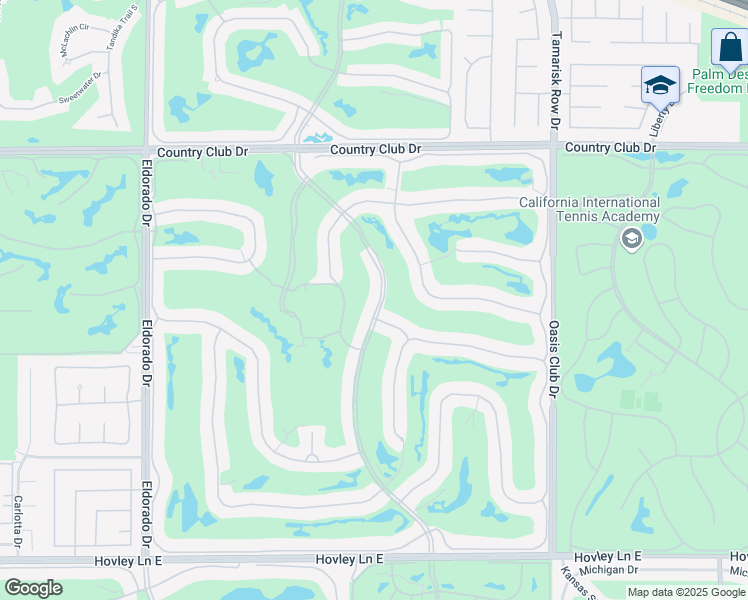 map of restaurants, bars, coffee shops, grocery stores, and more near 371 Indian Ridge Drive in Palm Desert