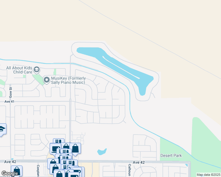 map of restaurants, bars, coffee shops, grocery stores, and more near 40569 Morris Street in Indio