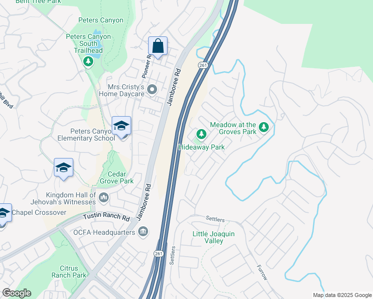 map of restaurants, bars, coffee shops, grocery stores, and more near 54 Rim Crest in Irvine